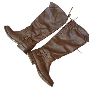 XOXO Middleton Pleather Knee High Brown Boots Ladies Size 10M VEGAN LEATHER